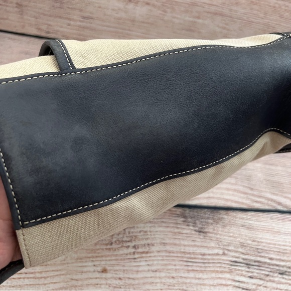 COACH vintage vtg blue leather linen canvas bleeker shoulder bag 6122 - Picture 14 of 16